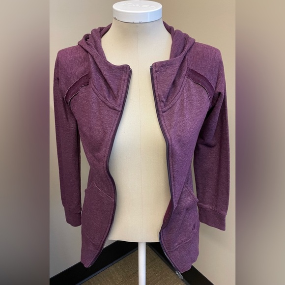 Roxy burgundy athleisure long sleeve zip up pockets hoodie women’s size Small - Picture 1 of 7